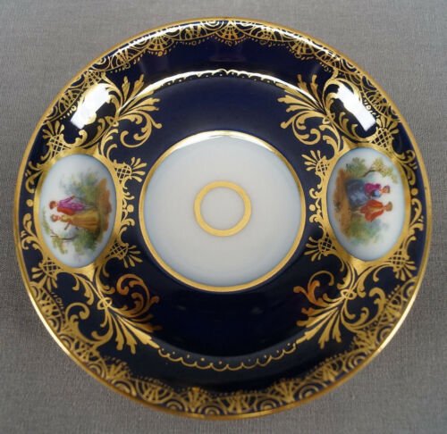 ドレスデン　Richard Klemm　愛し合うカップル　コバルトブルー＆ゴールド　デミタスカップ＆ソーサーセット