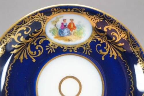 ドレスデン　Richard Klemm　愛し合うカップル　コバルトブルー＆ゴールド　デミタスカップ＆ソーサーセット