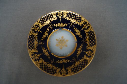 ドレスデン　ロイヤルヴィエナ スタイル　カップル　コバルトブルー＆ゴールド　デミタスカップ＆ソーサーセット