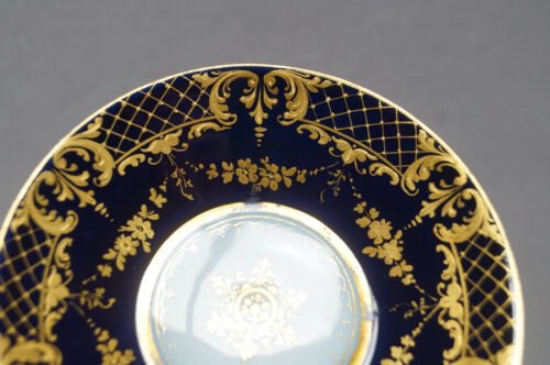 ドレスデン　ロイヤルヴィエナ スタイル　カップル　コバルトブルー＆ゴールド　デミタスカップ＆ソーサーセット