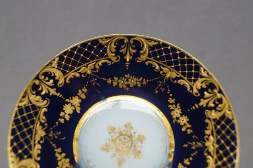 ドレスデン　ロイヤルヴィエナ スタイル　カップル　コバルトブルー＆ゴールド　デミタスカップ＆ソーサーセット