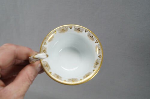 ドレスデン　愛し合うカップル　コバルトブルー＆ゴールド　バードハンドル　カップ＆ソーサーセット