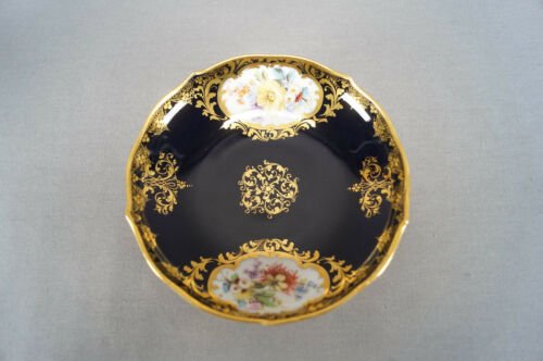 ドレスデン　愛し合うカップル　コバルトブルー＆ゴールド　バードハンドル　カップ＆ソーサーセット