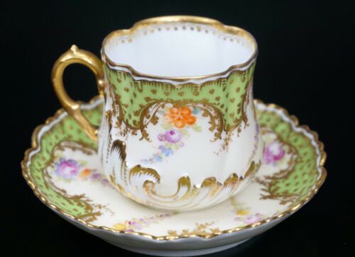 ドレスデン　LAMM　カップ＆ソーサーセット　グリーン　金彩