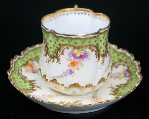 ドレスデン　LAMM　カップ＆ソーサーセット　グリーン　金彩