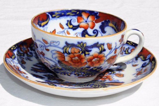 ミントン　カップ＆ソーサー　花柄・ブルー　1900年代初期　イギリス製