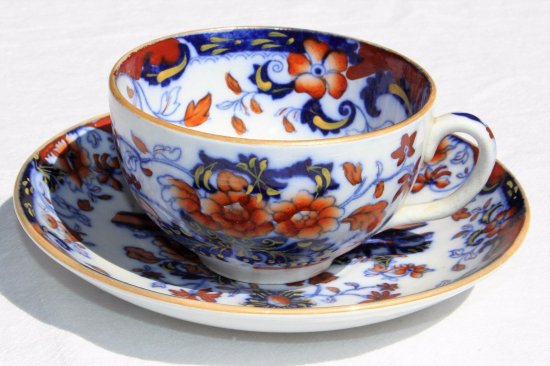 ミントン　カップ＆ソーサー　花柄・ブルー　1900年代初期　イギリス製