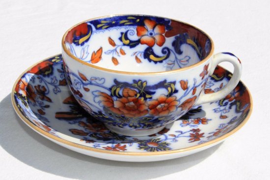 ミントン　カップ＆ソーサー　花柄・ブルー　1900年代初期　イギリス製