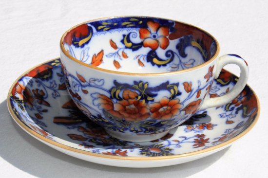 ミントン　カップ＆ソーサー　花柄・ブルー　1900年代初期　イギリス製