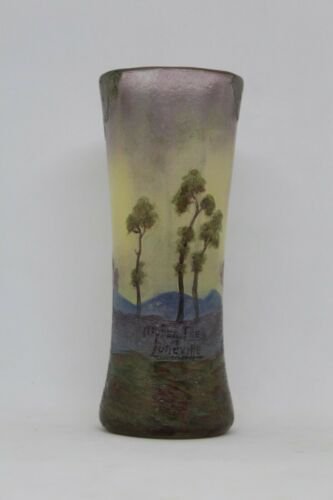 ミューラー兄弟　風景が描かれた花瓶　多色装飾