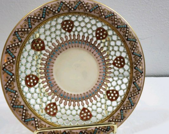 ロイヤルウースター　カップ＆ソーサー　網目×ジュエル　1860年代製