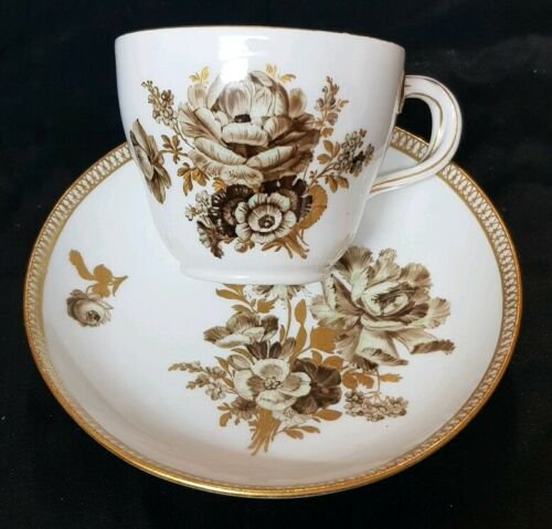 マイセン　カップ＆ソーサー　セピアの花柄　1774年～1814年　マルコリーニ