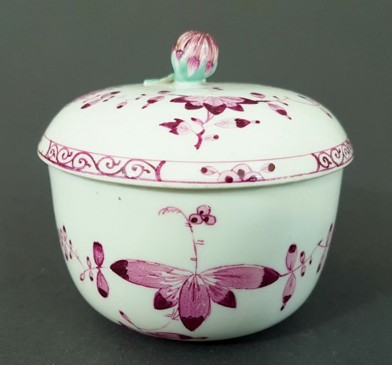 マイセン　シュガーボックス　紫色の花　1774年～1814年　マルコリーニ