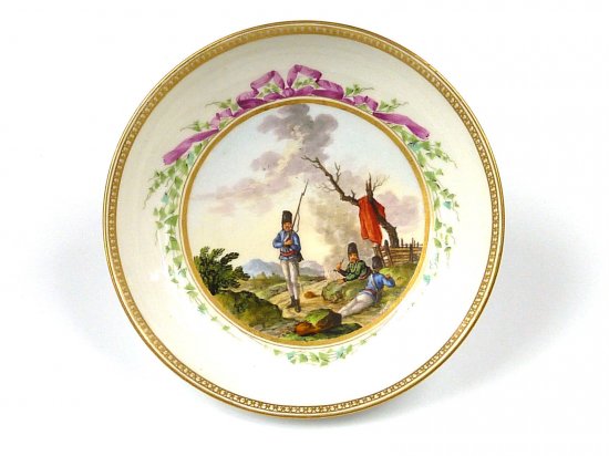 マイセン　カップ＆ソーサー　兵士と戦闘シーン　1800年製　マルコリーニ