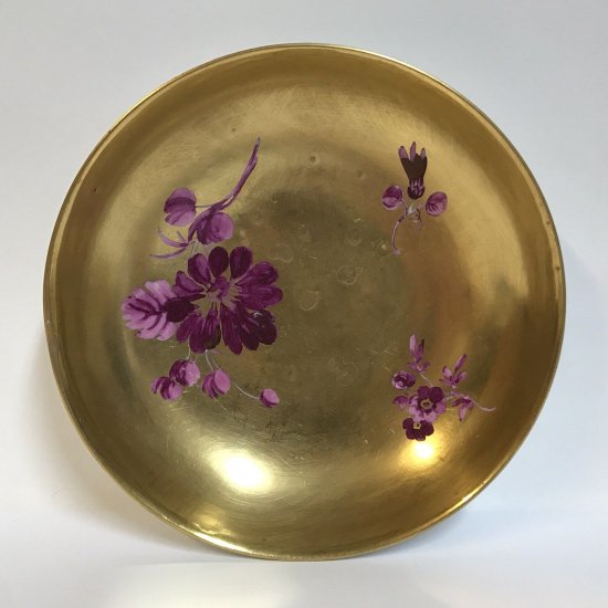 マイセン　カップ＆ソーサー　金色×紫の花　1780年製　マルコリーニ