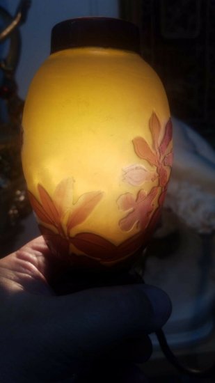 エミール・ガレ　花々と植物のアンティークランプ　植物