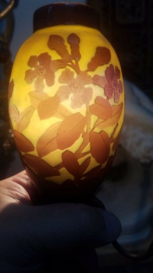 エミール・ガレ　花々と植物のアンティークランプ　植物