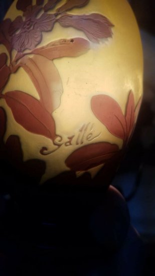 エミール・ガレ　花々と植物のアンティークランプ　植物