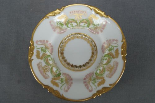 リモージュ　プーヤ　アール・ヌーヴォー　チョコレートカップ　カーネーション　金彩