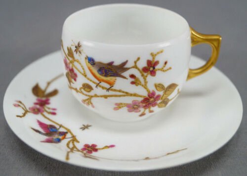 リモージュ　クリンゲンバーグ　デミタスカップ＆ソーサーセット　鳥　花