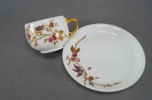 リモージュ　クリンゲンバーグ　デミタスカップ＆ソーサーセット　鳥　花