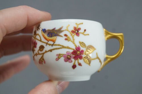 リモージュ　クリンゲンバーグ　デミタスカップ＆ソーサーセット　鳥　花
