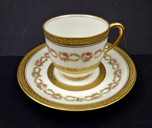 リモージュ　プーヤ　デミタスカップ＆ソーサー　6点セット　バラ　金彩