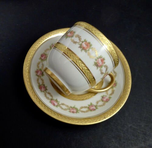 リモージュ　プーヤ　デミタスカップ＆ソーサー　6点セット　バラ　金彩