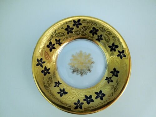 リモージュ　デミタスカップ＆ソーサーセット　レイズドゴールド　花柄