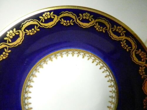 リモージュ　デミタスカップ＆ソーサーセット　コバルトブルー　バラ