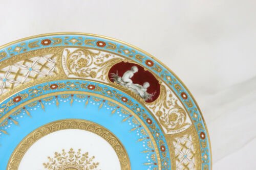 ミントン　プレート　網目模様　ジュエル　ターコイズ　エカチェリーナ二世