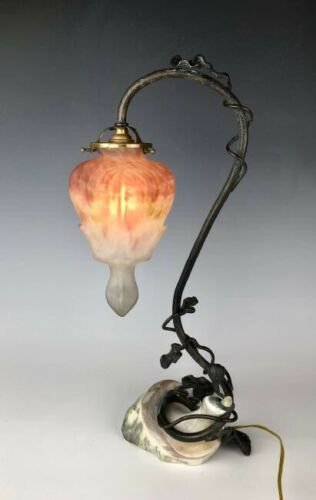 ミューラー兄弟　テーブルランプ　アールヌーボー様式 ハートのシェード　1900年製