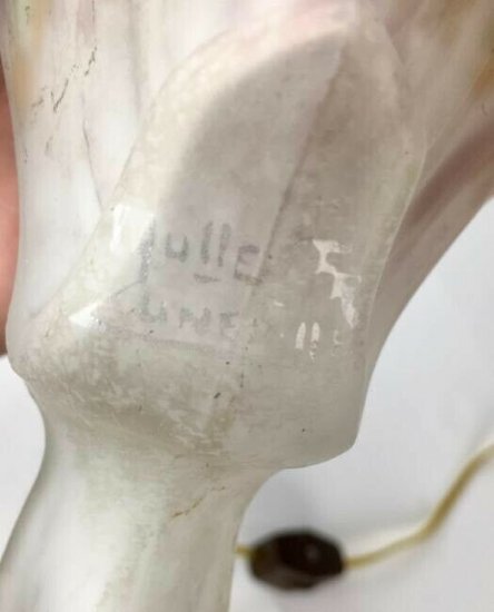 ミューラー兄弟　テーブルランプ　アールヌーボー様式 ハートのシェード　1900年製