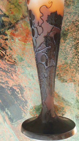 エミール・ガレ　花瓶　アールヌーボー調　カメオグラス