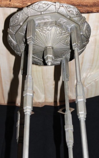 ミューラー兄弟　アールデコ様式シャンデリア　ニッケル・ガラス