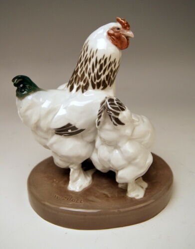 マイセン　動物の人形　ブラフマー鶏ペア　ウィリー・レインズ　モデルナンバーX148　1907年