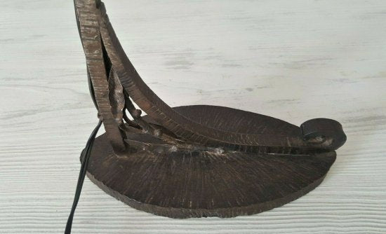 ミューラー兄弟　アールデコ様式のテーブルランプ　練りガラス・錬鉄製