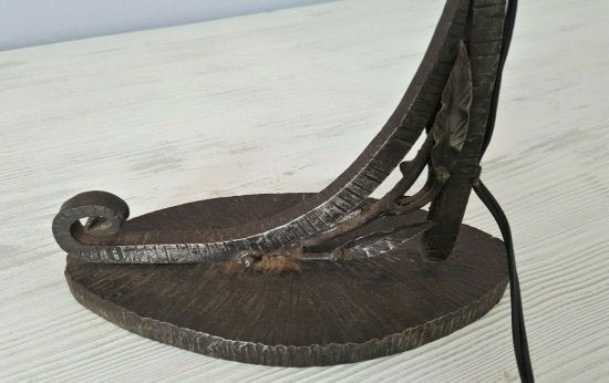 ミューラー兄弟　アールデコ様式のテーブルランプ　練りガラス・錬鉄製