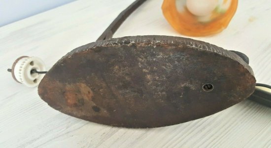 ミューラー兄弟　アールデコ様式のテーブルランプ　練りガラス・錬鉄製