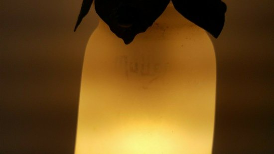 ミューラー兄弟　アールデコ様式のテーブルランプ　練りガラス・錬鉄製