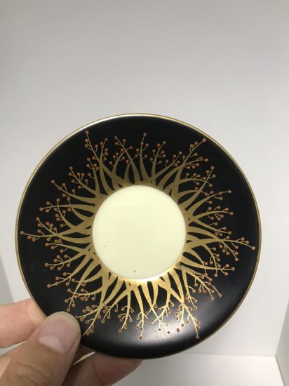 アンティーク　ロイヤルウースター　黒と金　コーヒーカップ　ソーサー　1919年