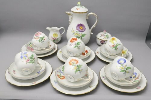 マイセン　コーヒーセット　花の絵付け　金　21点　人気
