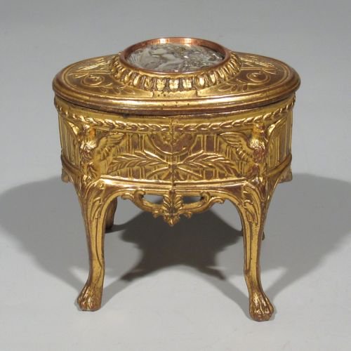 アンティーク　フランス製　ジュエリーボックス　アールヌーヴォー　   メダルデザイン　鷲　女性の肖像