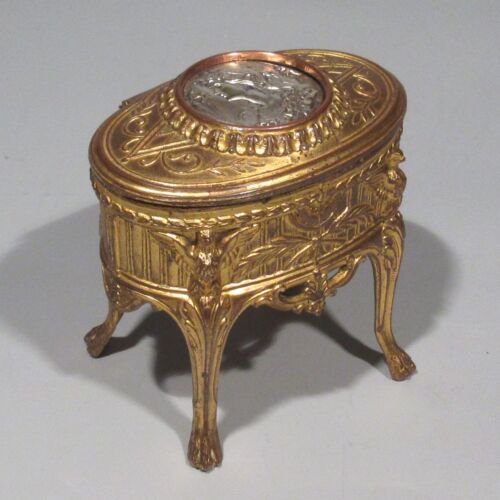 アンティーク　フランス製　ジュエリーボックス　アールヌーヴォー　   メダルデザイン　鷲　女性の肖像