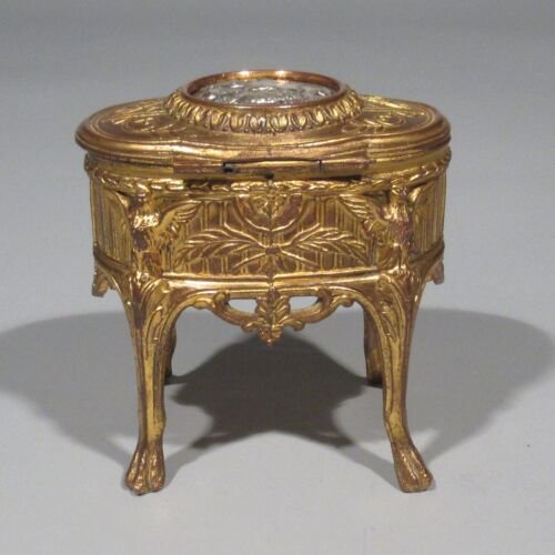 アンティーク　フランス製　ジュエリーボックス　アールヌーヴォー　   メダルデザイン　鷲　女性の肖像