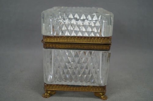 20世紀初頭　フランス製　バカラ　カットクリスタル　金メッキ　ジュエリーボックス