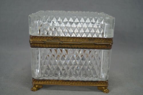 20世紀初頭　フランス製　バカラ　カットクリスタル　金メッキ　ジュエリーボックス