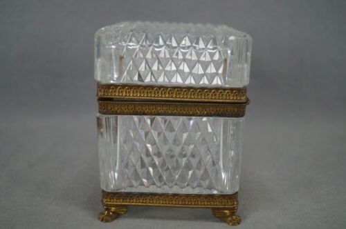 20世紀初頭　フランス製　バカラ　カットクリスタル　金メッキ　ジュエリーボックス