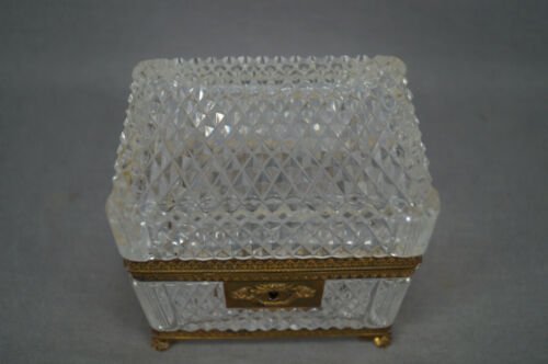 20世紀初頭　フランス製　バカラ　カットクリスタル　金メッキ　ジュエリーボックス