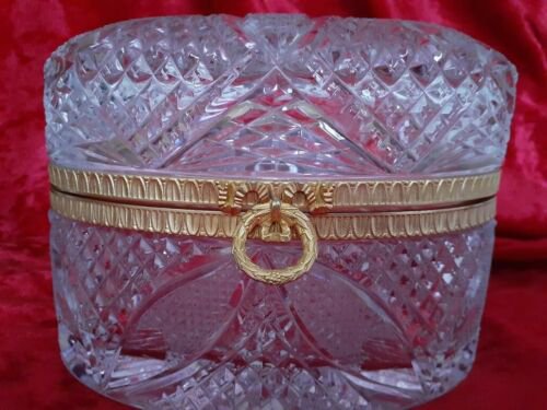 ヴィンテージ　フランス製　バカラ　クリスタル　ジュエリーボックス　小物入れ　金メッキ